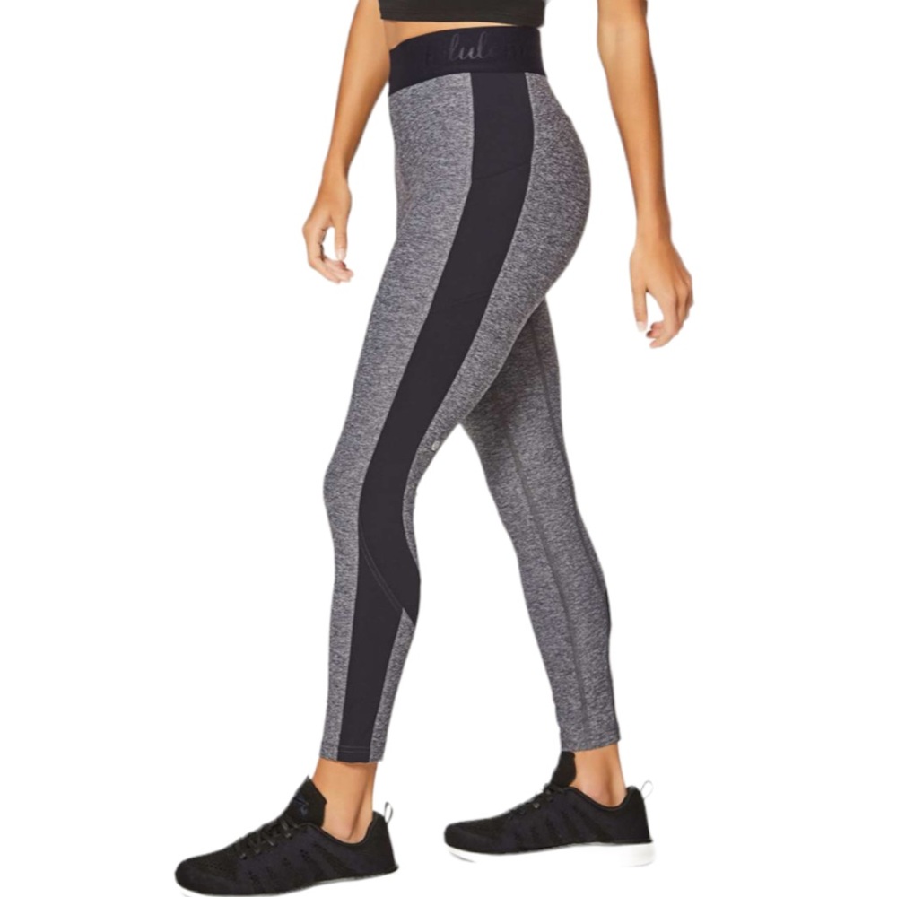 LULULEMON Box It Out Tight Heathered Gray & Black Full Length Leggings Size 4 - Picture 4 of 7